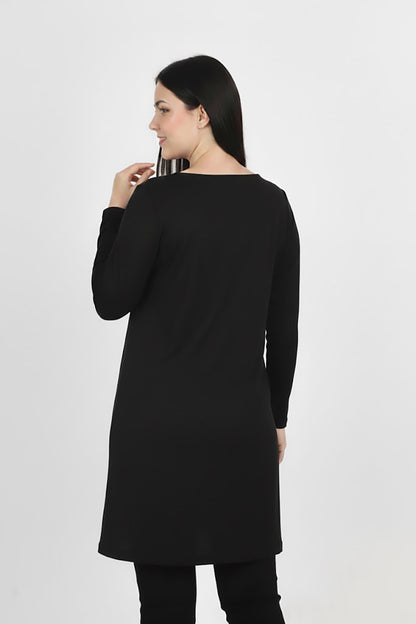 Boldy Büyük Beden Ön Baskılı Bluz Siyah