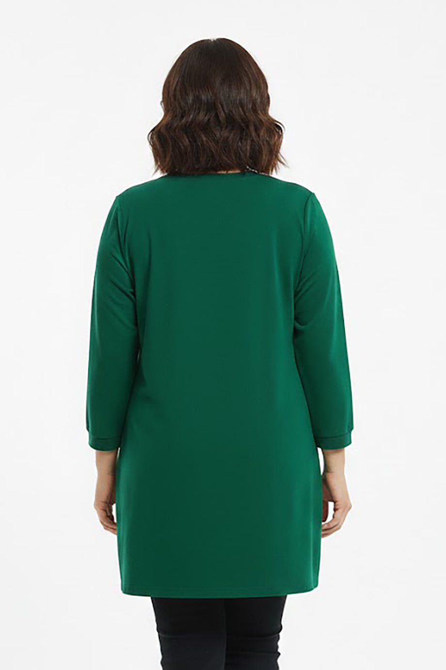 Petalia Büyük Beden Ön Çiçek Detay Bluz Yeşil