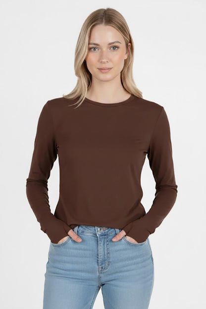 Gripelle Kadın Parmak Geçmeli Bluz Kahverengi