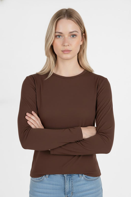 Gripelle Kadın Parmak Geçmeli Bluz Kahverengi