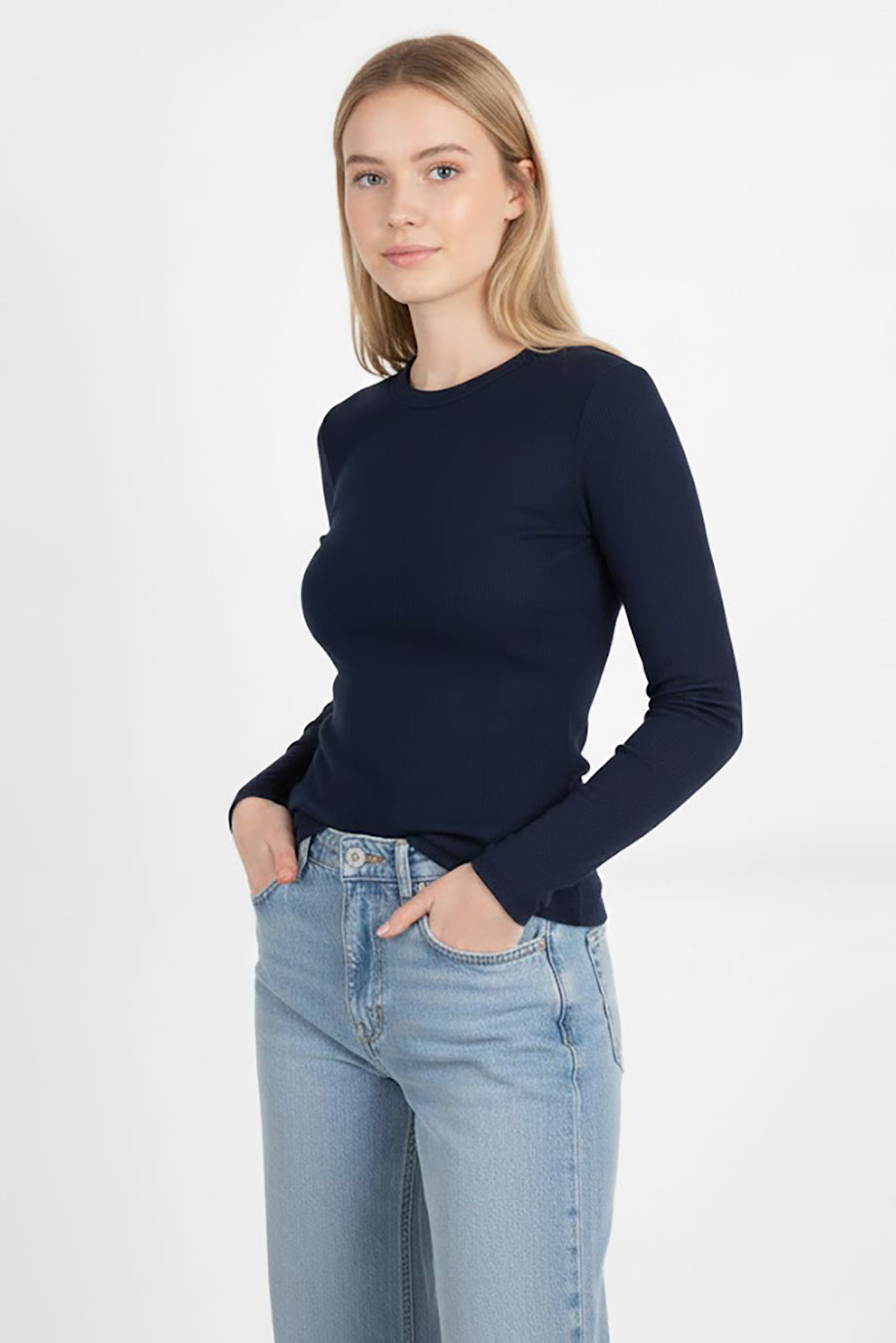 Gripelle Kadın Parmak Geçmeli Bluz Lacivert