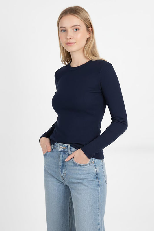 Gripelle Kadın Parmak Geçmeli Bluz Lacivert