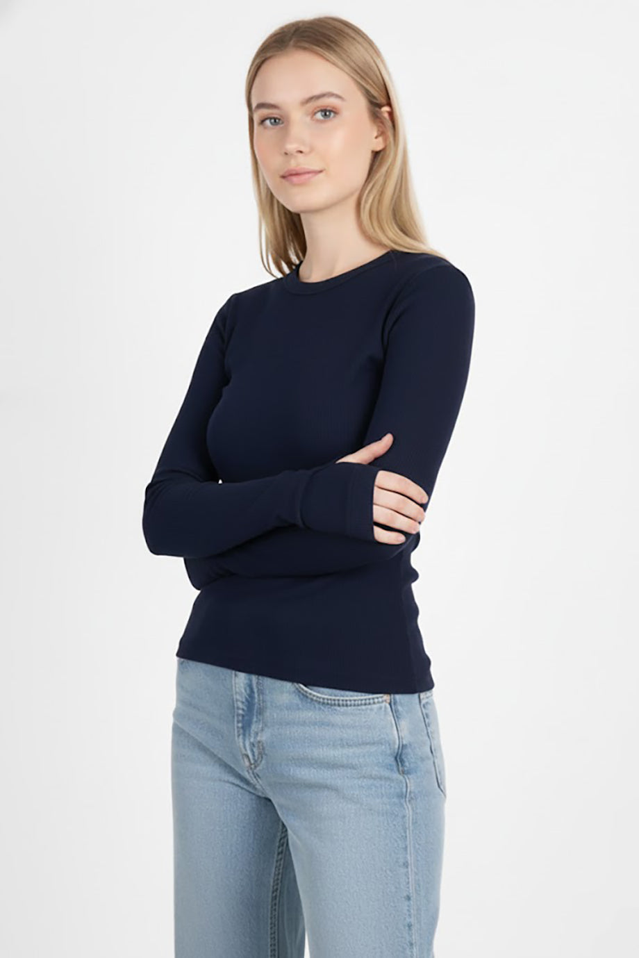 Gripelle Kadın Parmak Geçmeli Bluz Lacivert