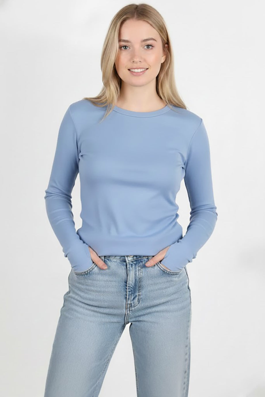 Gripelle Kadın Parmak Geçmeli Bluz Mavi