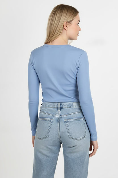 Gripelle Kadın Parmak Geçmeli Bluz Mavi