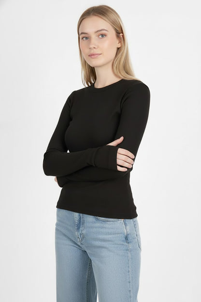 Gripelle Kadın Parmak Geçmeli Bluz Siyah