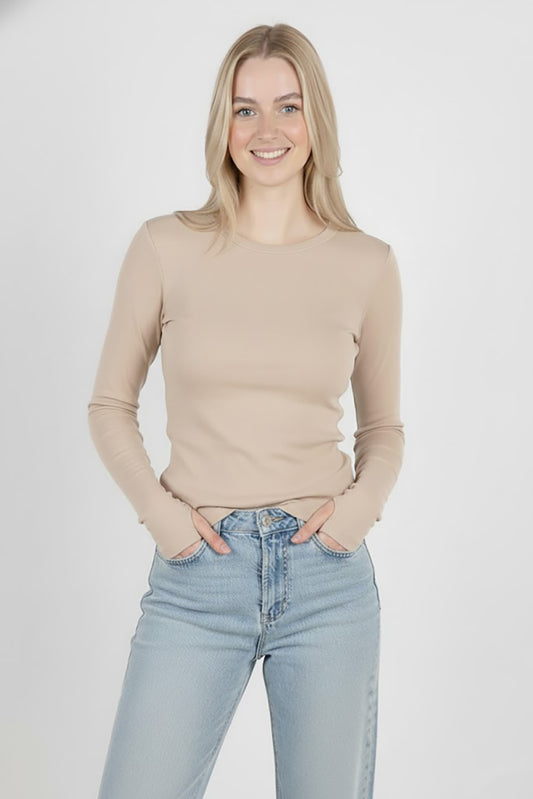 Gripelle Kadın Parmak Geçmeli Bluz Vizon