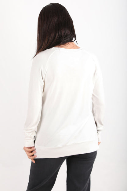 Berryknit Kadın Bisiklet Yaka Çilek Kumaş Bluz Ekru