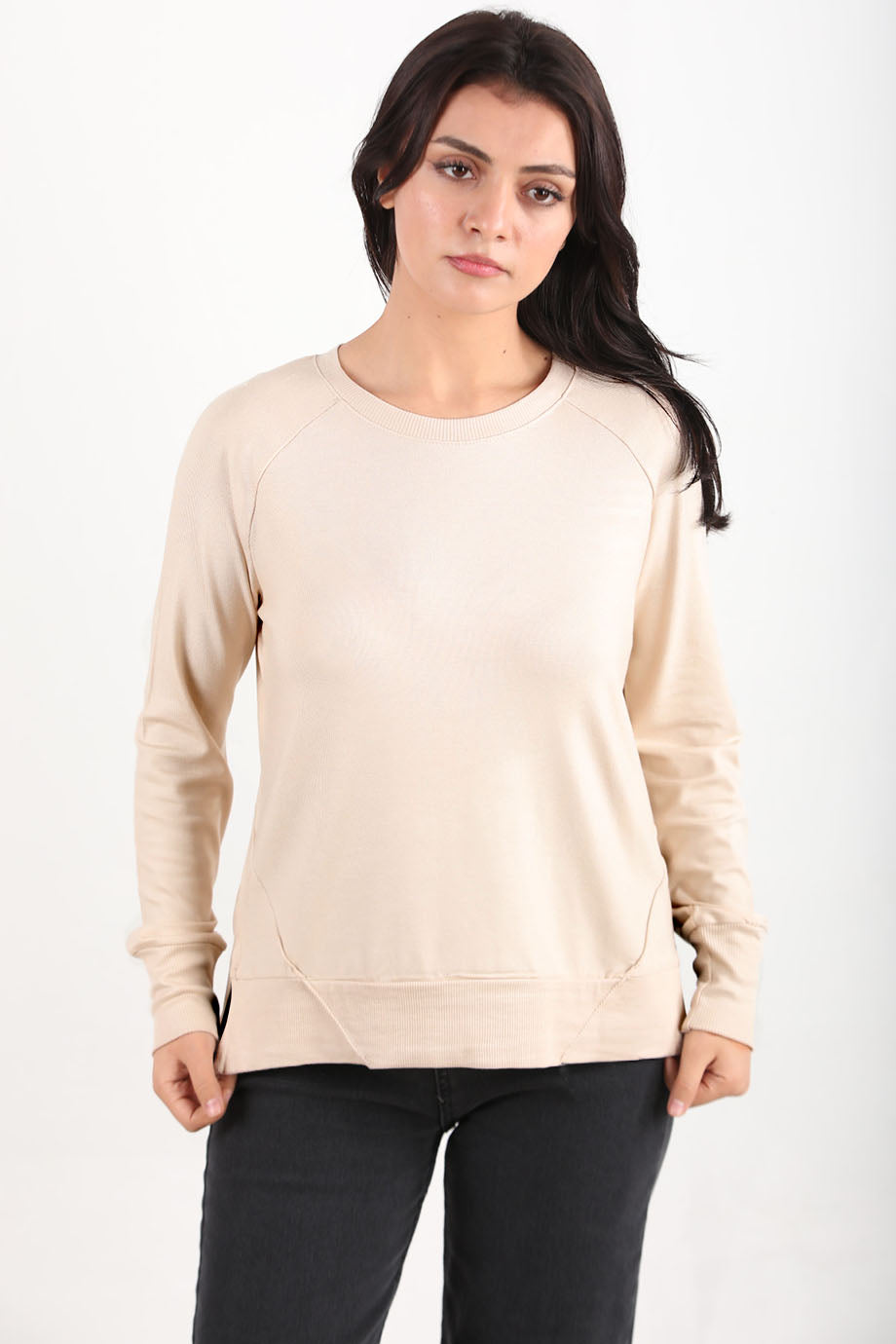 Berryknit Kadın Bisiklet Yaka Çilek Kumaş Bluz Taş