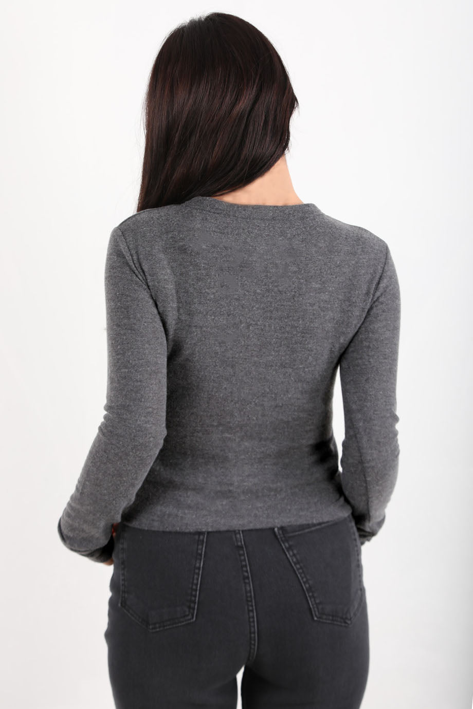 Kadın Önü Çıtçıtlı Bluz Antrasit