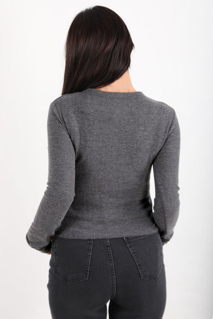 Kadın Önü Çıtçıtlı Bluz Antrasit