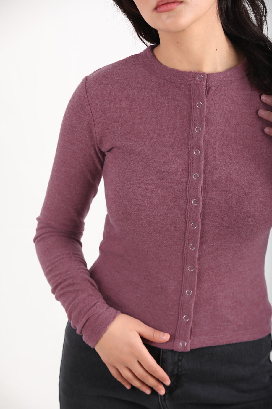 Pressline Kadın Önü Çıtçıtlı Bluz Bordo