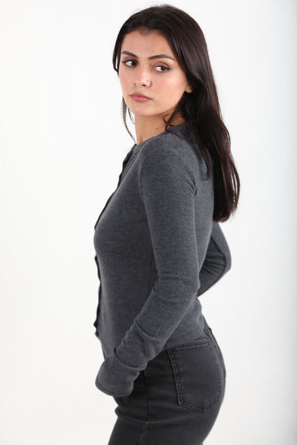 Kadın Önü Çıtçıtlı Bluz Lacivert