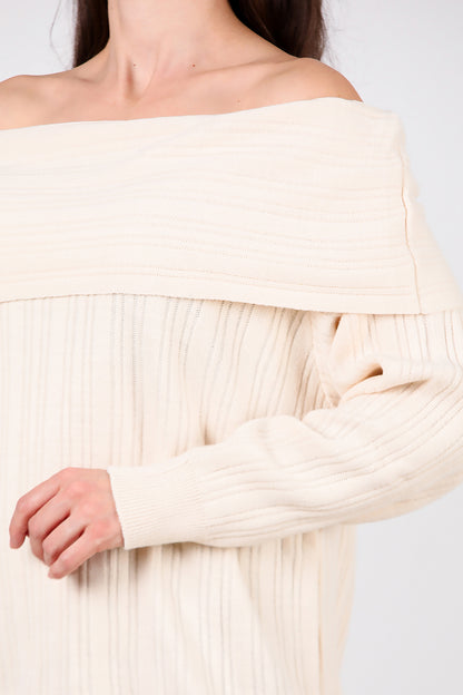 Kadın Madonna Yaka Triko Bluz Taş