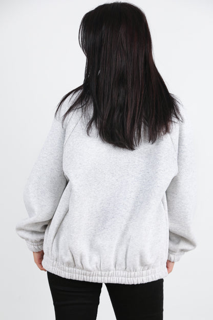 Flexjacket Kadın Ön Fermuarlı Dik Yaka Bel Lastikli Ceket Gri