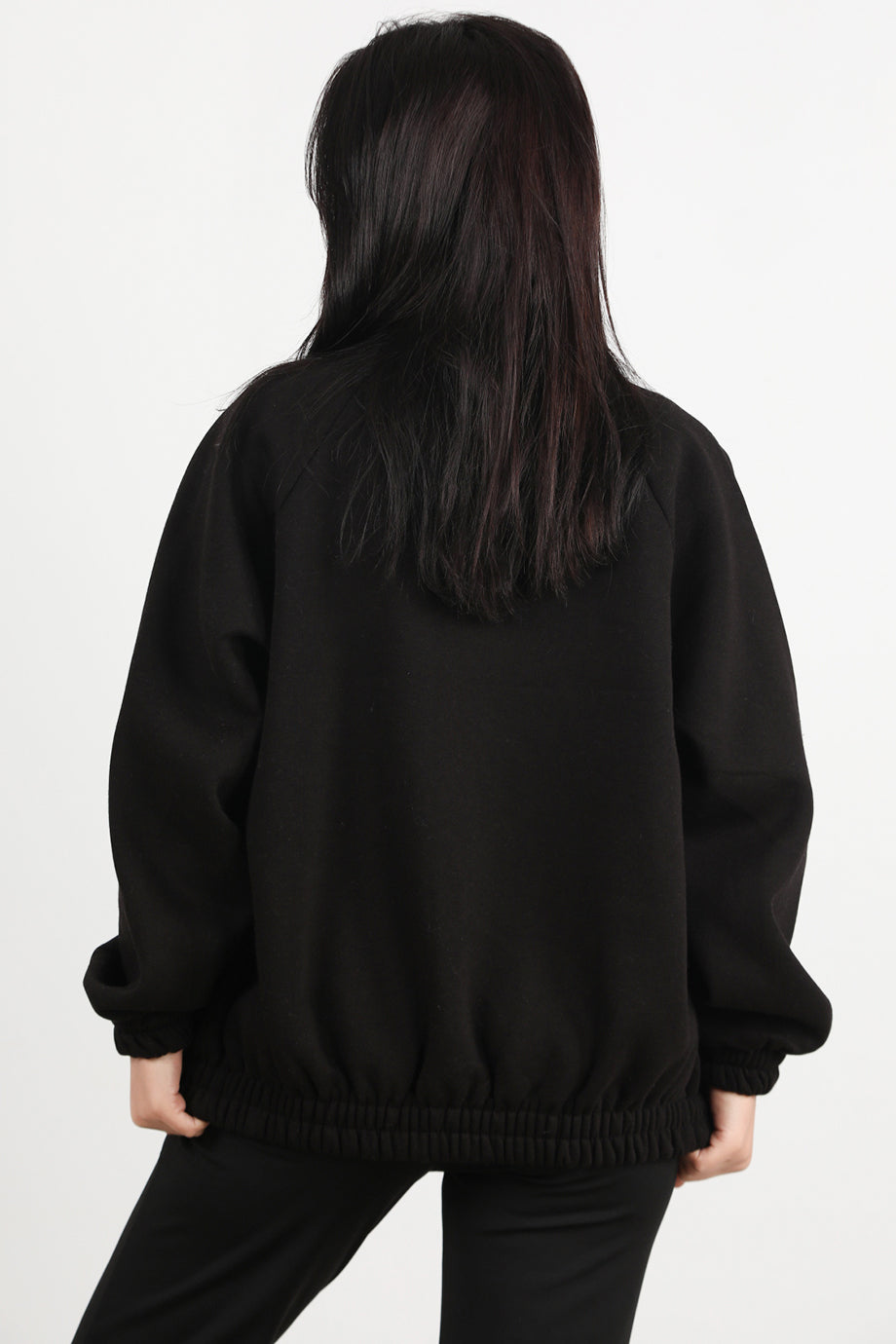 Flexjacket Kadın Ön Fermuarlı Dik Yaka Bel Lastikli Ceket Siyah