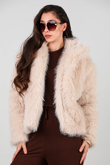 Kadın Kürk Ceket Krem