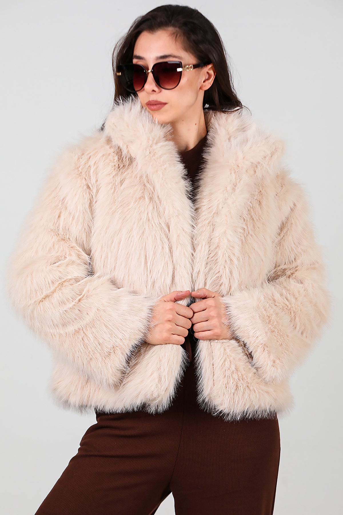 Kadın Kürk Ceket Krem