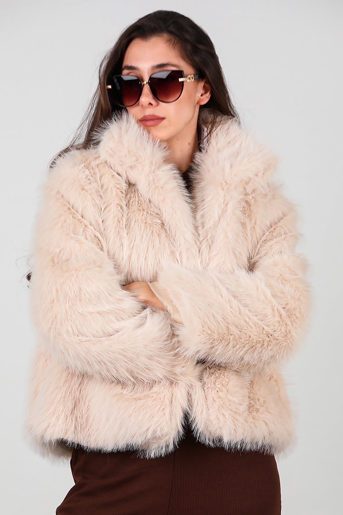 Kadın Kürk Ceket Krem