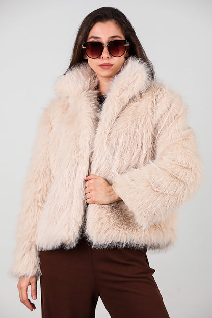Kadın Kürk Ceket Krem