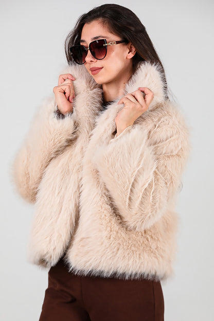 Kadın Kürk Ceket Krem