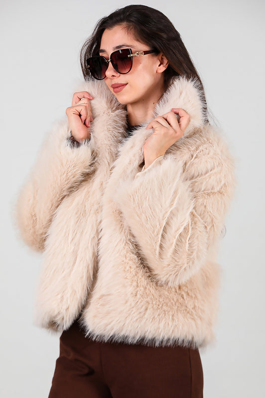 Kadın Kürk Ceket Krem