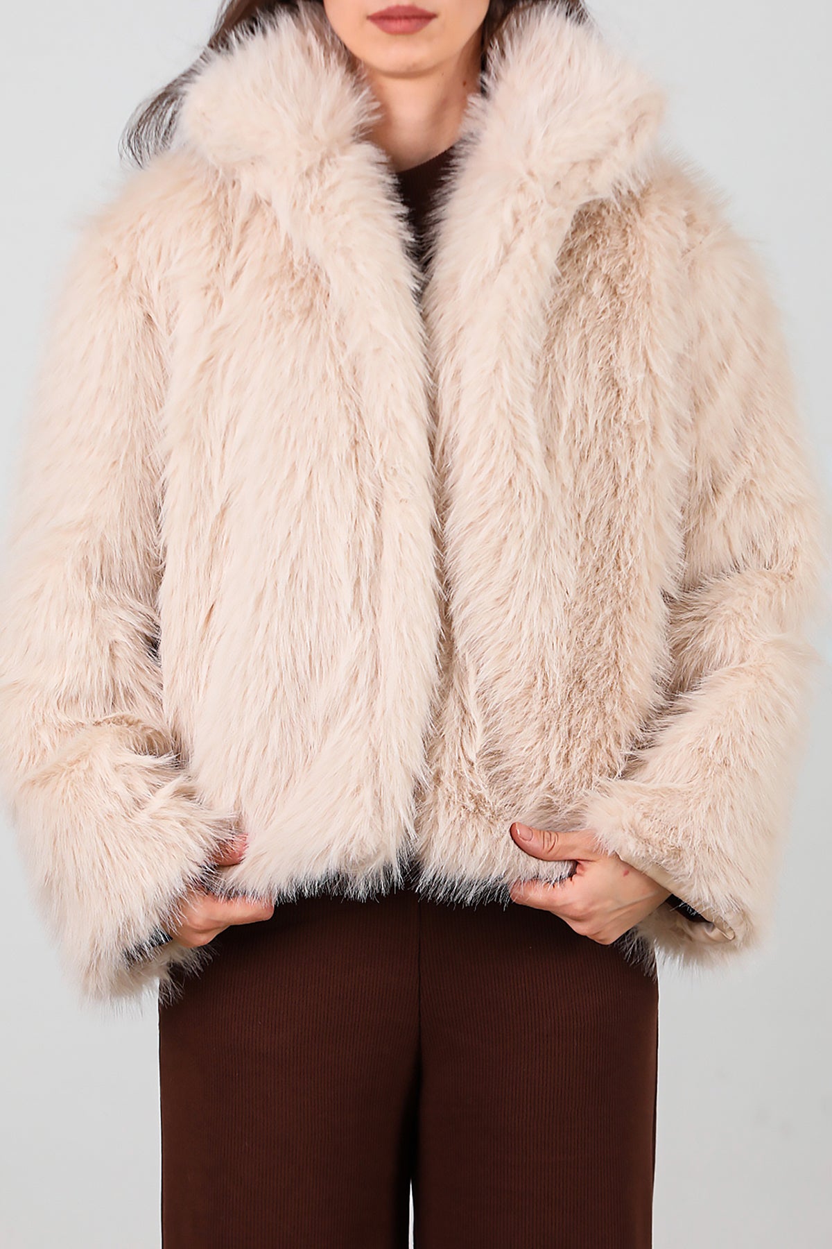 Kadın Kürk Ceket Krem