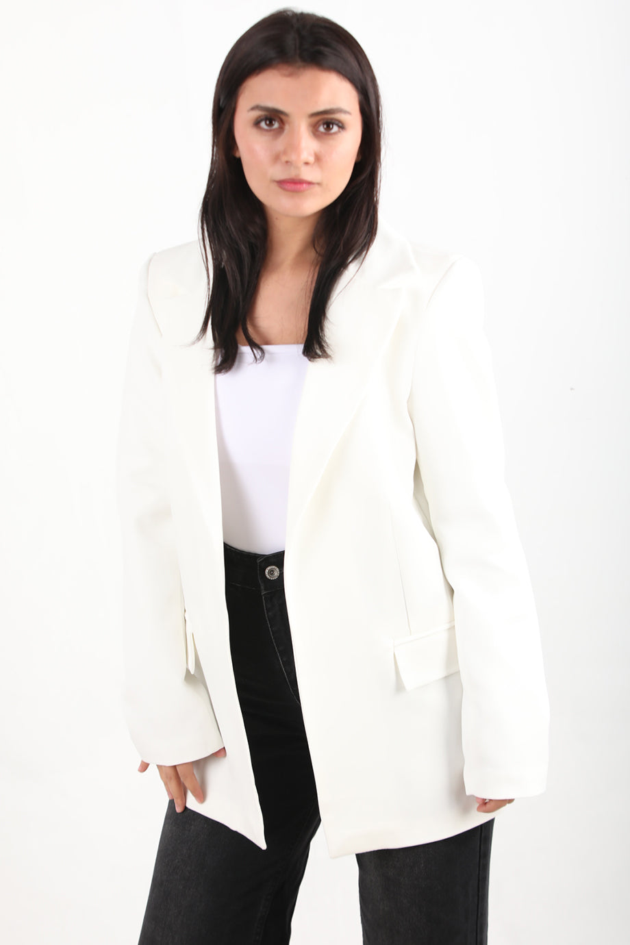 Formelle Kadın Blazer Ceket Ekru