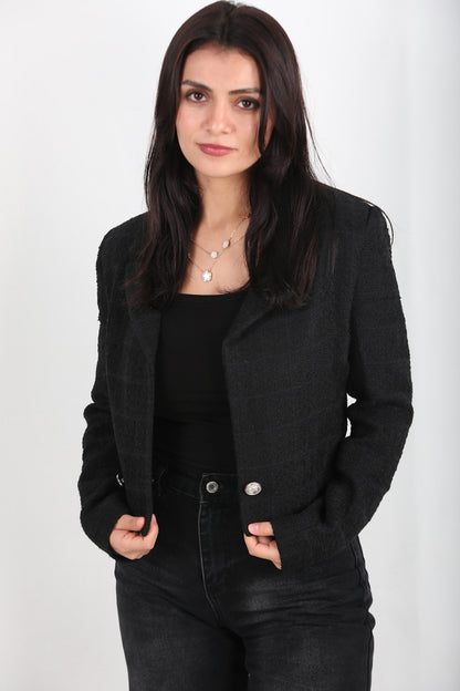 Vera Kadın İçi Astarlı Kısa Ceket Siyah