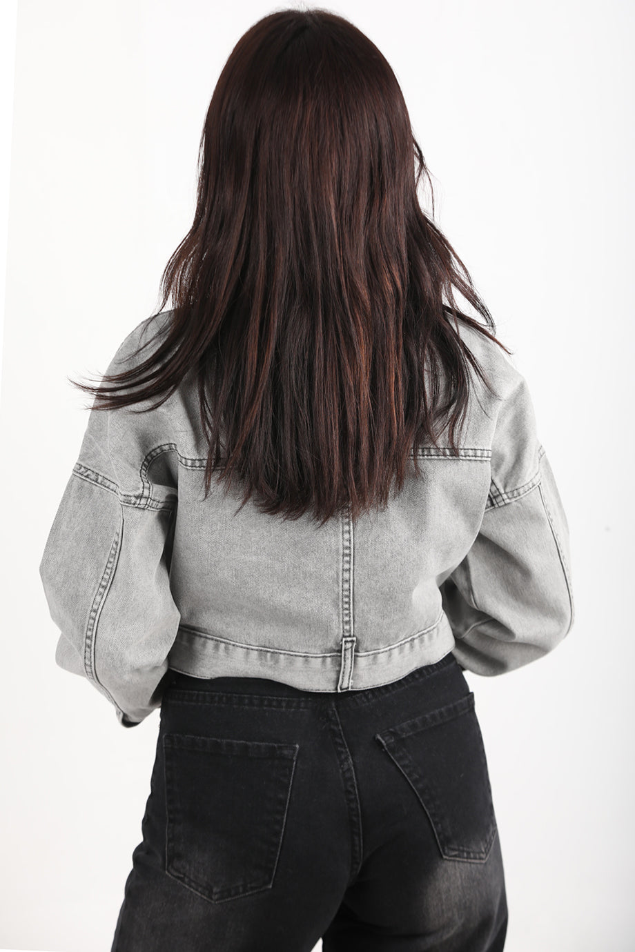 Crozia Kadın Kısa Ön Fermuarlı Ceket Gri