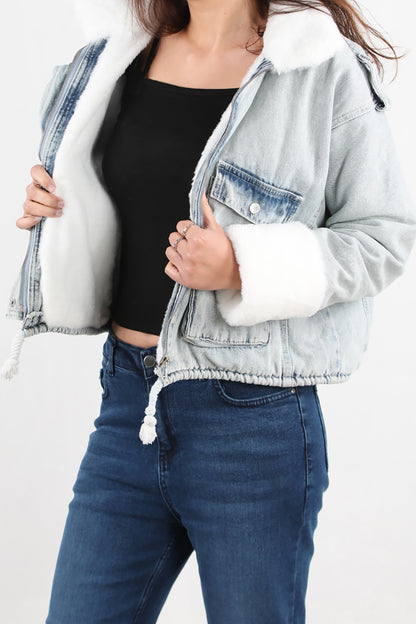 Warmdenim Kadın İçi Polar Kot Ceket