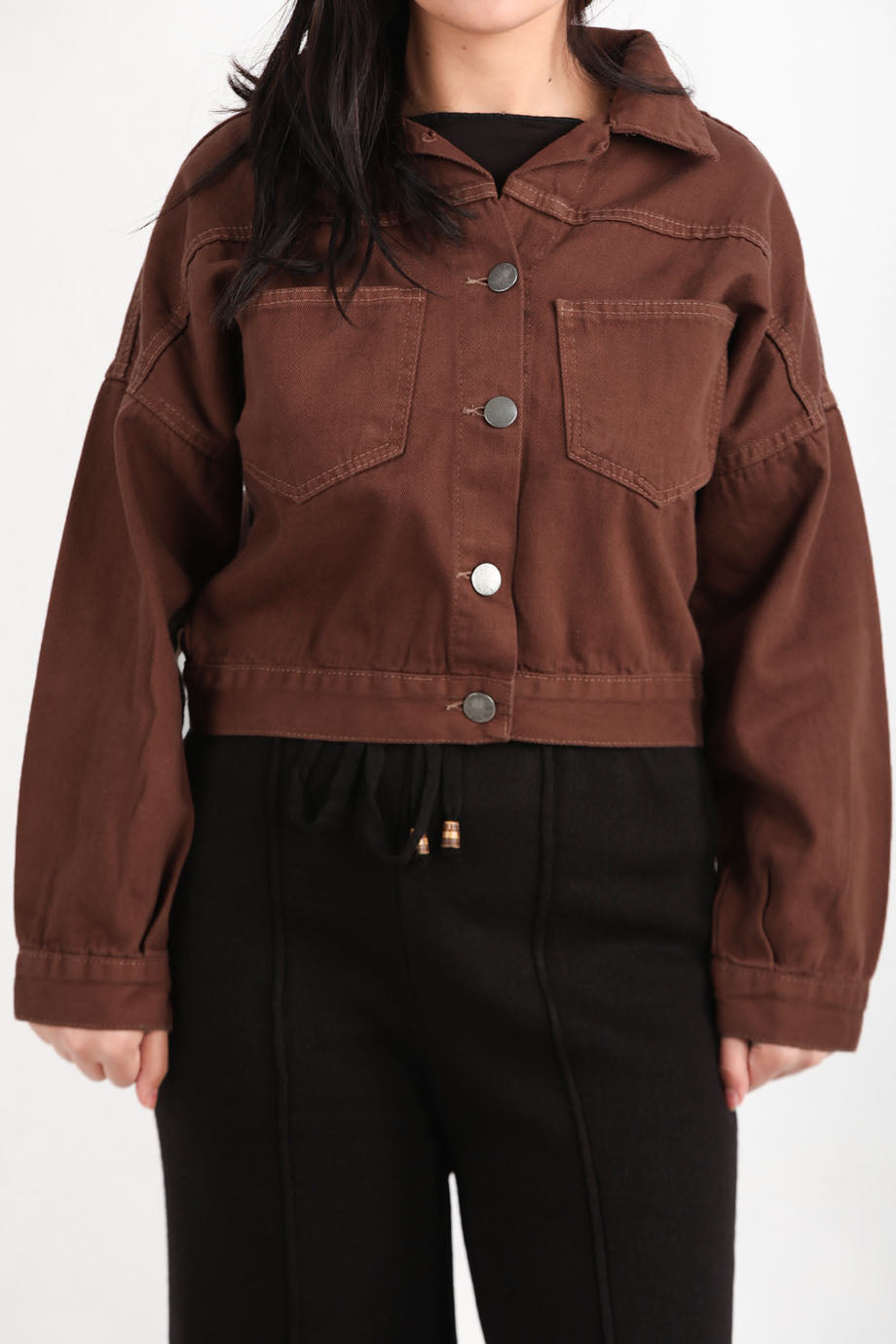 Denimix Kadın Kısa Kot Ceket Kahverengi