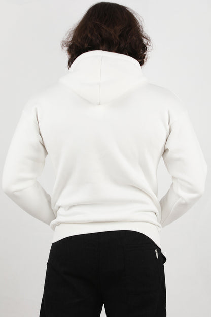 Urbanor Erkek Kapşonlu Önü Fermuarlı Ceket Beyaz