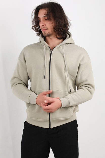 Urbanor  Erkek Kapşonlu Önü Fermuarlı Ceket Haki