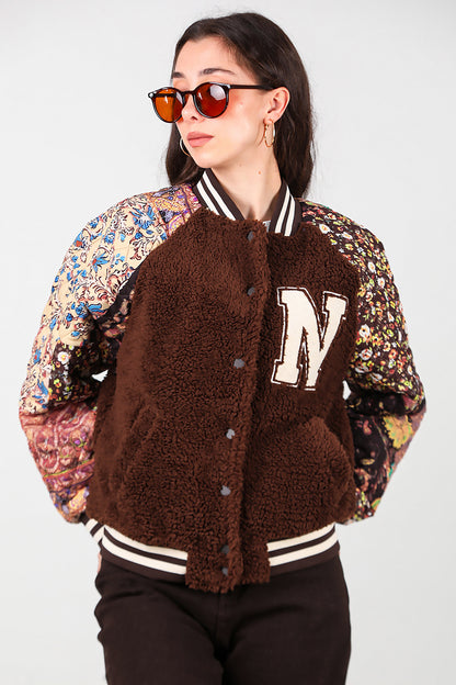 Kadın Kolları Desenli Ceket Kahverengi