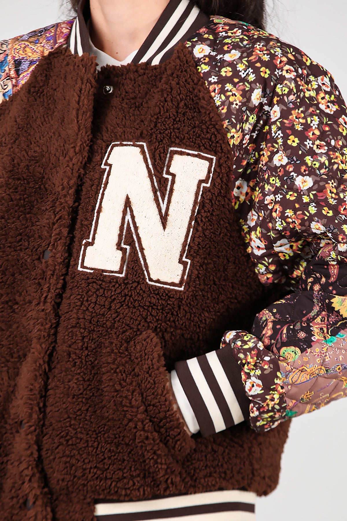 Kadın Kolları Desenli Ceket Kahverengi