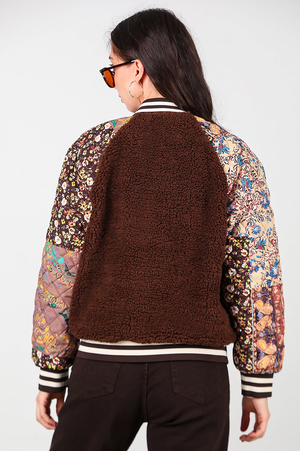 Kadın Kolları Desenli Ceket Kahverengi