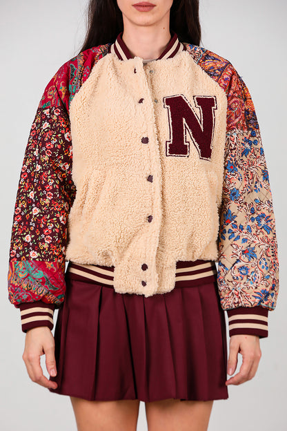 Kadın Kolları Desenli Ceket Krem