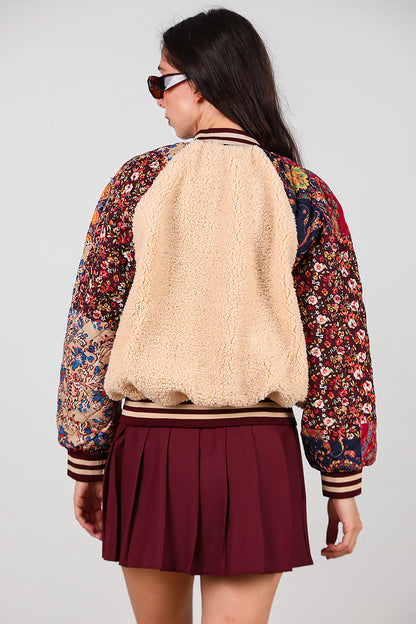 Kadın Kolları Desenli Ceket Krem
