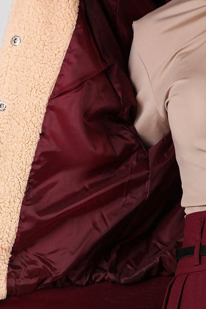 Kadın Kolları Desenli Ceket Krem