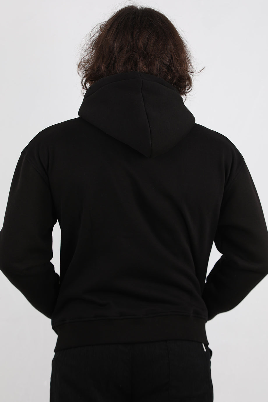 Hoodfleece Erkek Kapşonlu Kanguru Cep Şardonlu Ceket Siyah