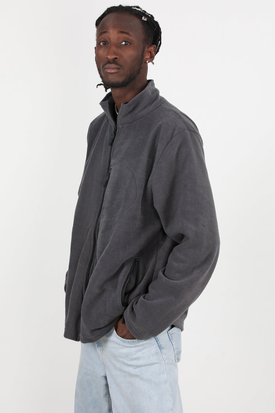 Winterwear Erkek Büyük Beden 3iplik Polar Ceket Füme