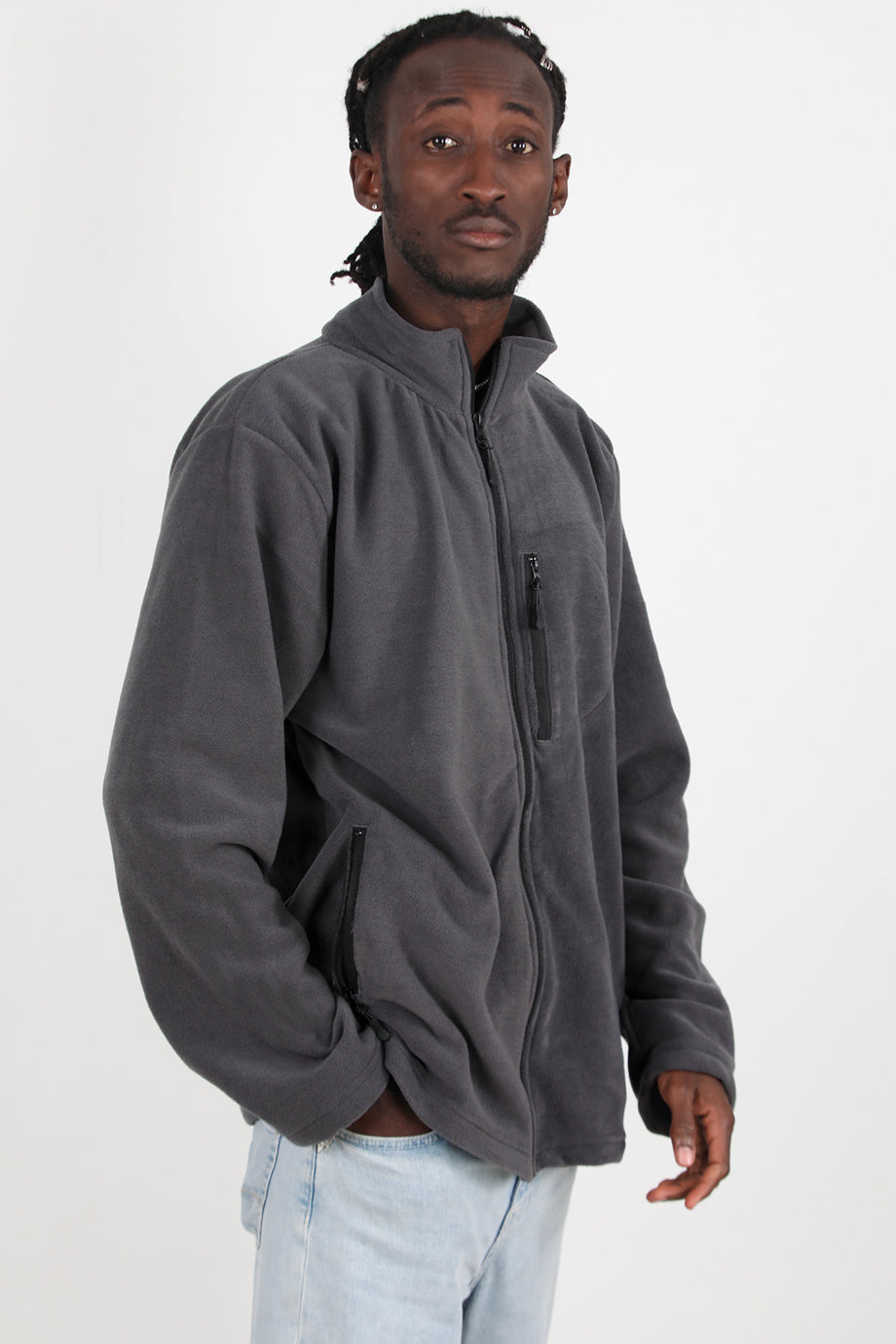 Winterwear Erkek Büyük Beden 3iplik Polar Ceket Füme