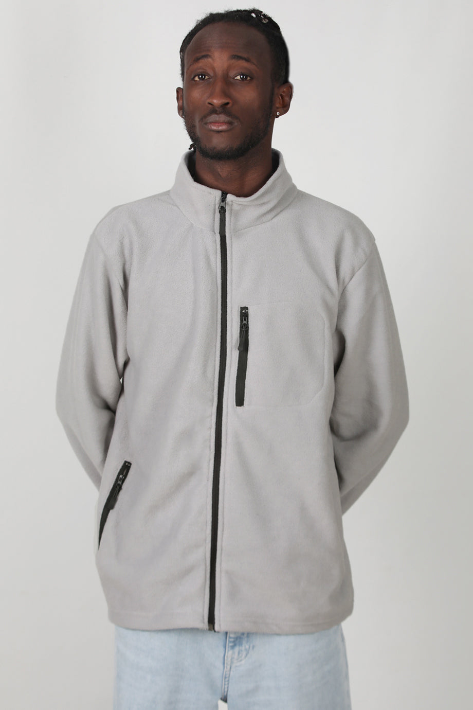 Winterwear Erkek Büyük Beden 3iplik Polar Ceket Gri