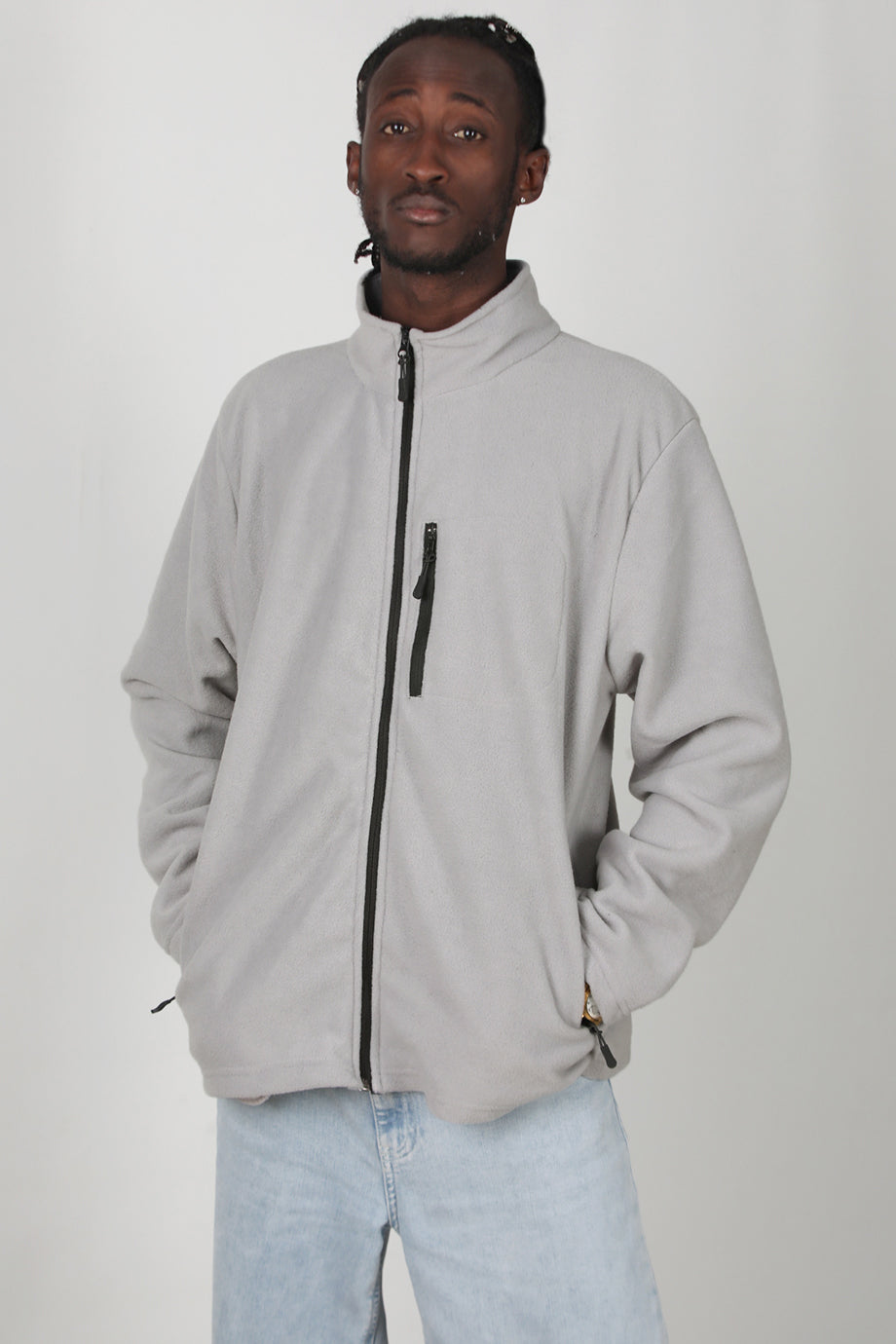 Winterwear Erkek Büyük Beden 3iplik Polar Ceket Gri