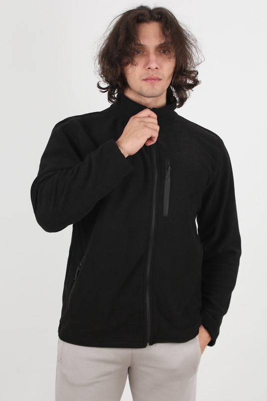 Winterwear Erkek Büyük Beden 3iplik Polar Ceket Siyah