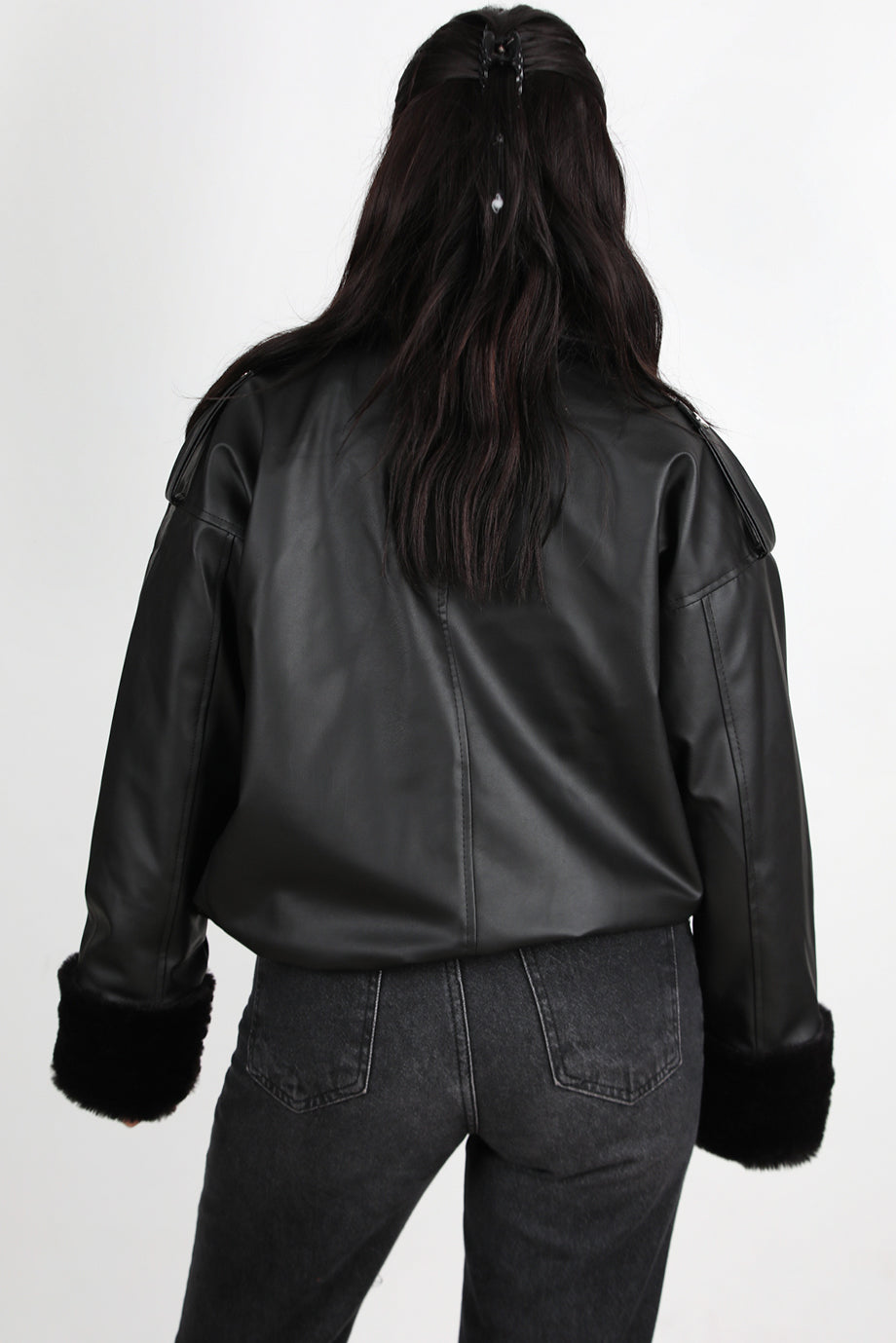 Warmleather Kadın İçi Kürklü Deri Ceket Siyah