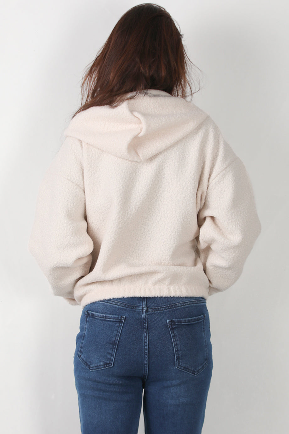 Hoodiva Kadın Kısa Kapşonlu Fermuarlı Ceket Ekru