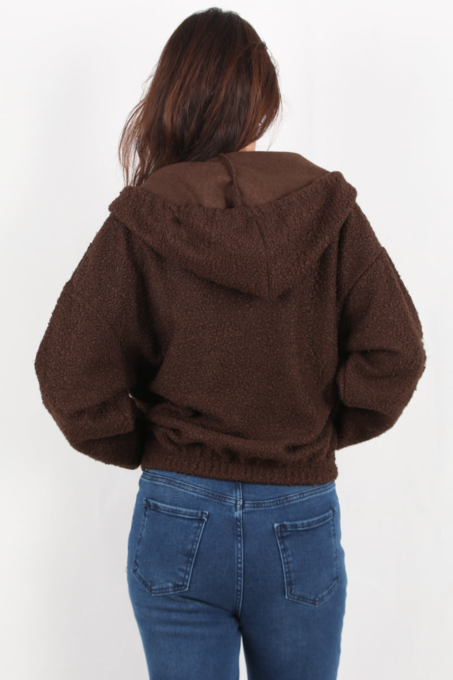 Hoodiva Kadın Kısa Kapşonlu Fermuarlı Ceket Kahverengi