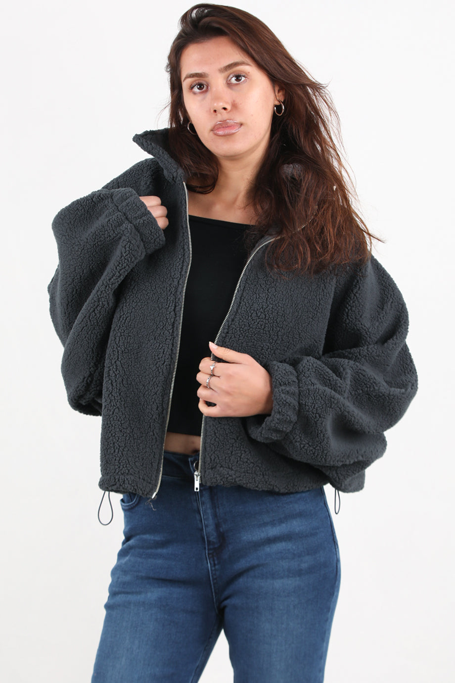 Cozyra Kadın Peluş Ceket Füme